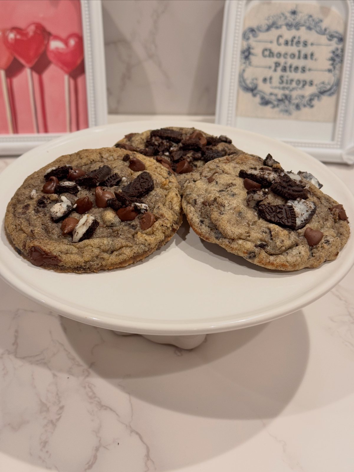 Fresh-baked cookies on a stand